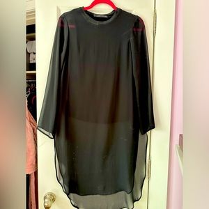 Black sheer top with attached balcony stretchy tank